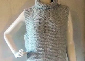 Pull sans manche au point mousse et point rivière Pull-au-point-mousse-et-point-riviere